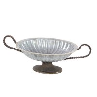 Decmode Farmhouse 8 x 22 inch galvanized oval bowl with stand and looped handles, Gray   566922033